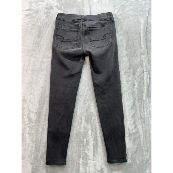 American Eagle Jeans Womens Sz 2 Short Black Jegging Super Stretch x4 Low Rise - Picture 2 of 13
